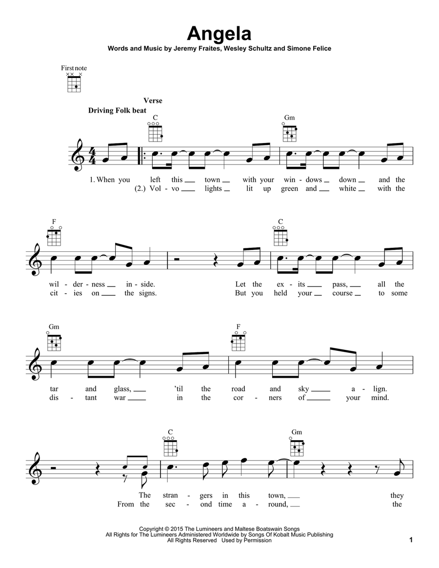 Angela Ukulele scores gallery preview page 1