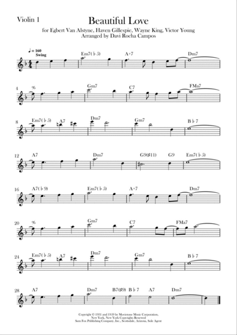 Beautiful Love String Quartet scores gallery preview page 3