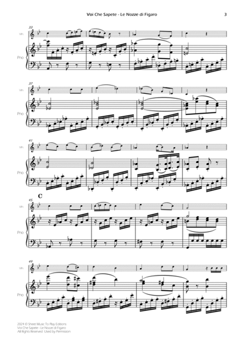 Voi Che Sapete from Le Nozze di Figaro - Violin and Piano (Full Score) image number null