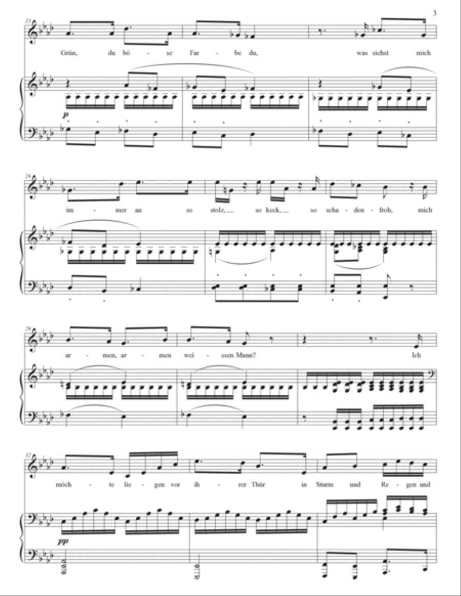 SCHUBERT: Die böse Farbe, D. 795 no. 17 (transposed to A-flat major) Voice scores gallery preview page 4