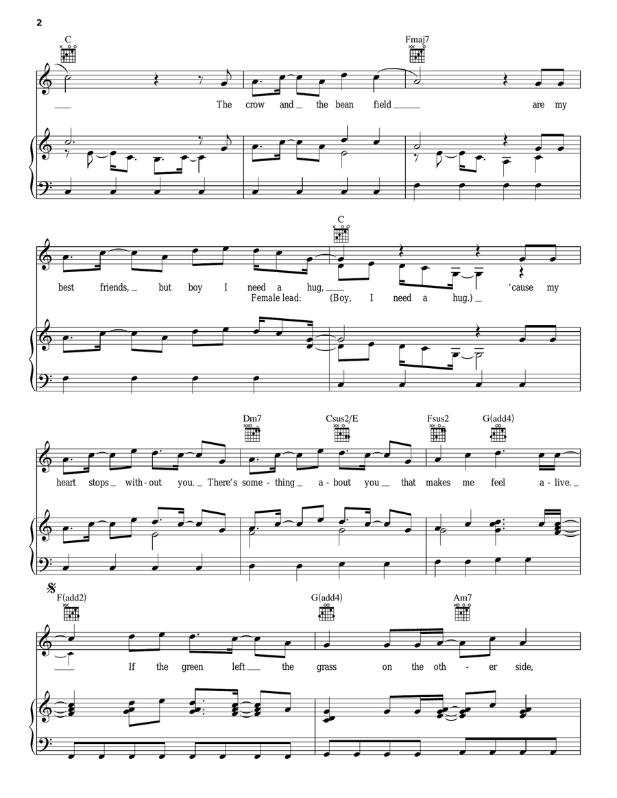 Honey And The Bee Piano, Vocal, Guitar scores gallery preview page 2