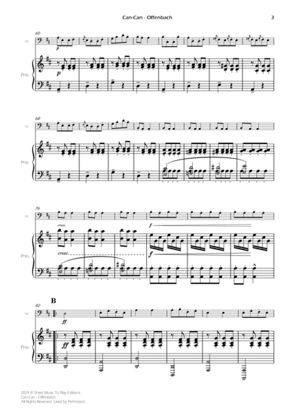 Offenbach - Can-Can - Cello and Piano (Full Score) image number null