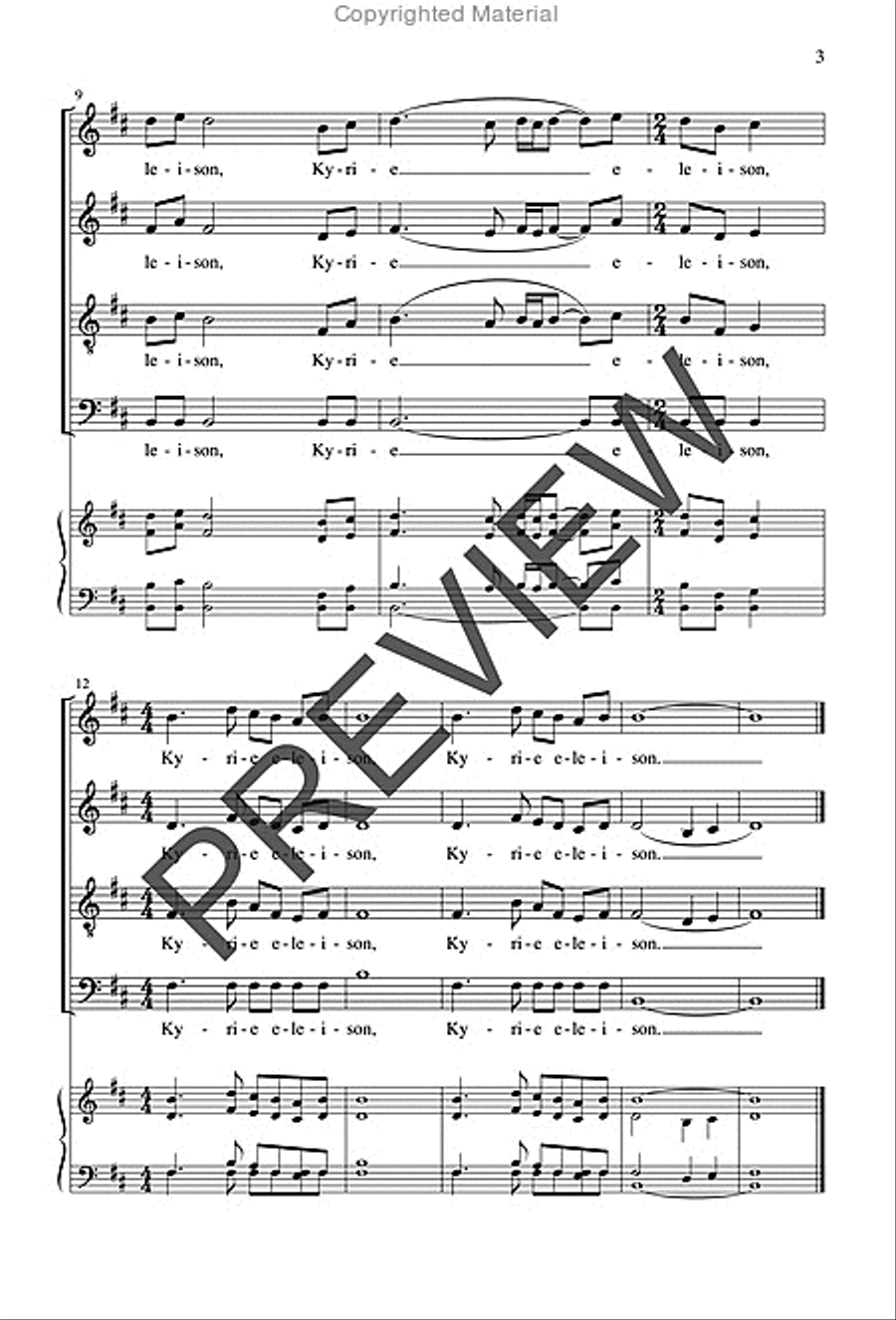 Kyrie and Gloria 4-Part scores gallery preview page 3