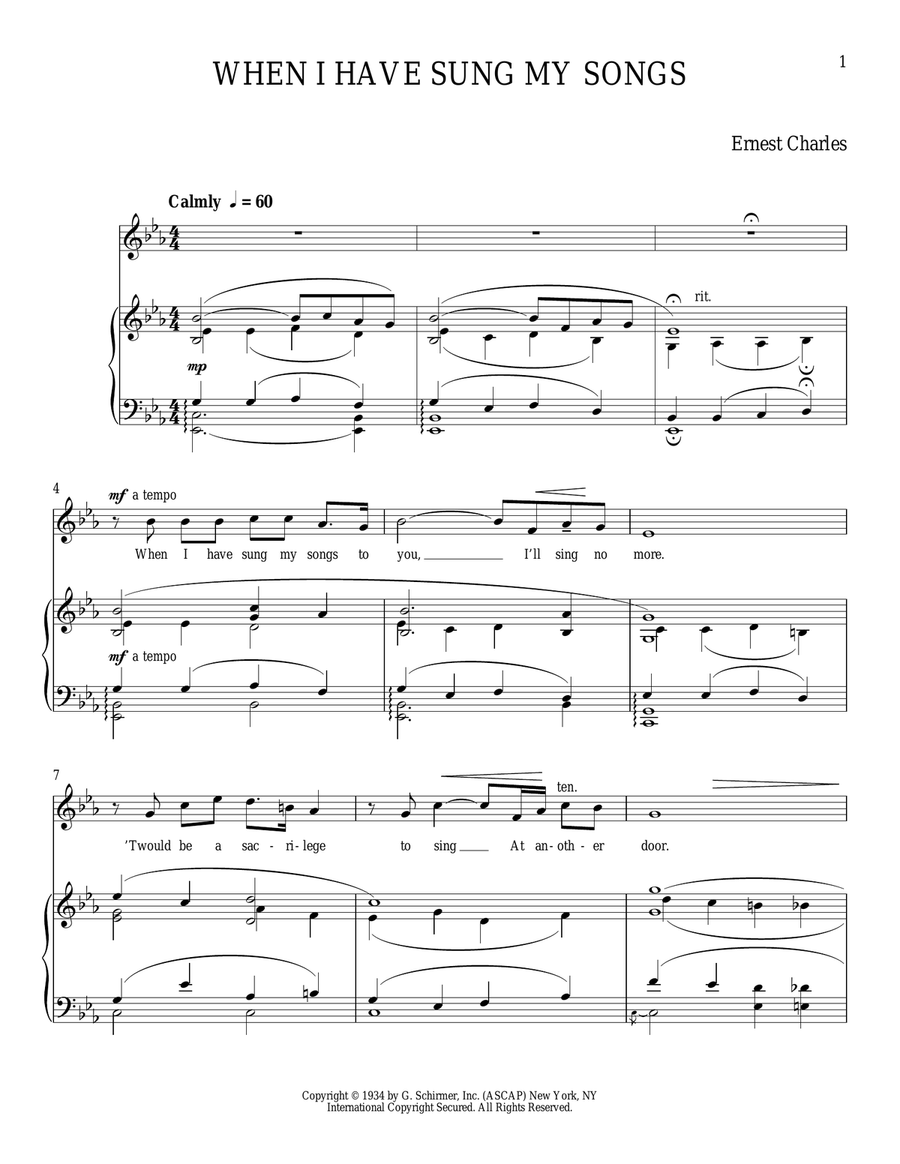 When I Have Sung My Songs Tenor Voice scores gallery preview page 1