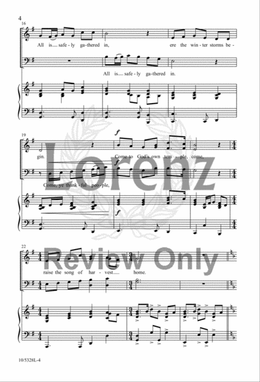 Come, Ye Thankful for the Beauty 4-Part scores gallery preview page 4