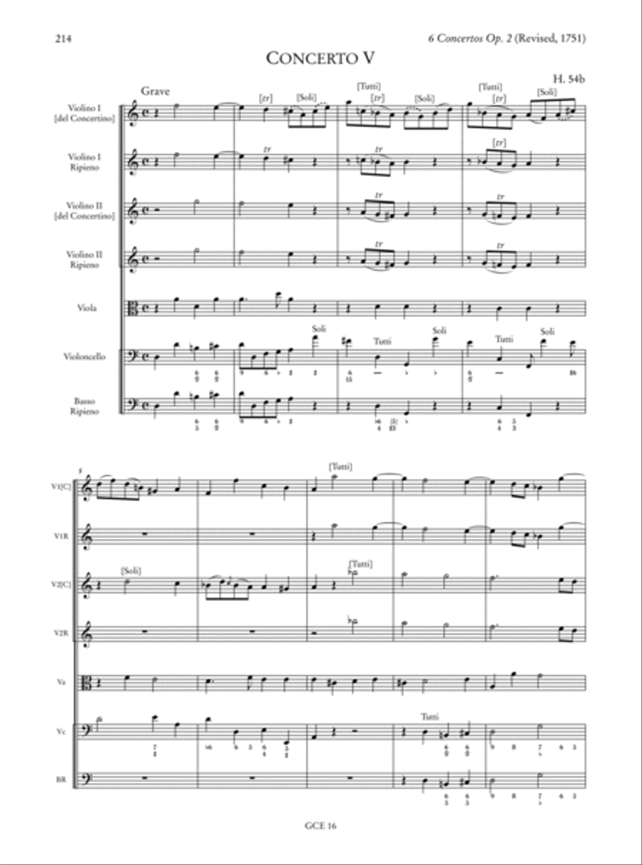6 Concertos Op. 2 (1732; Revised, 1751) (H. 50-55). Critical Edition Orchestra scores gallery preview page 12