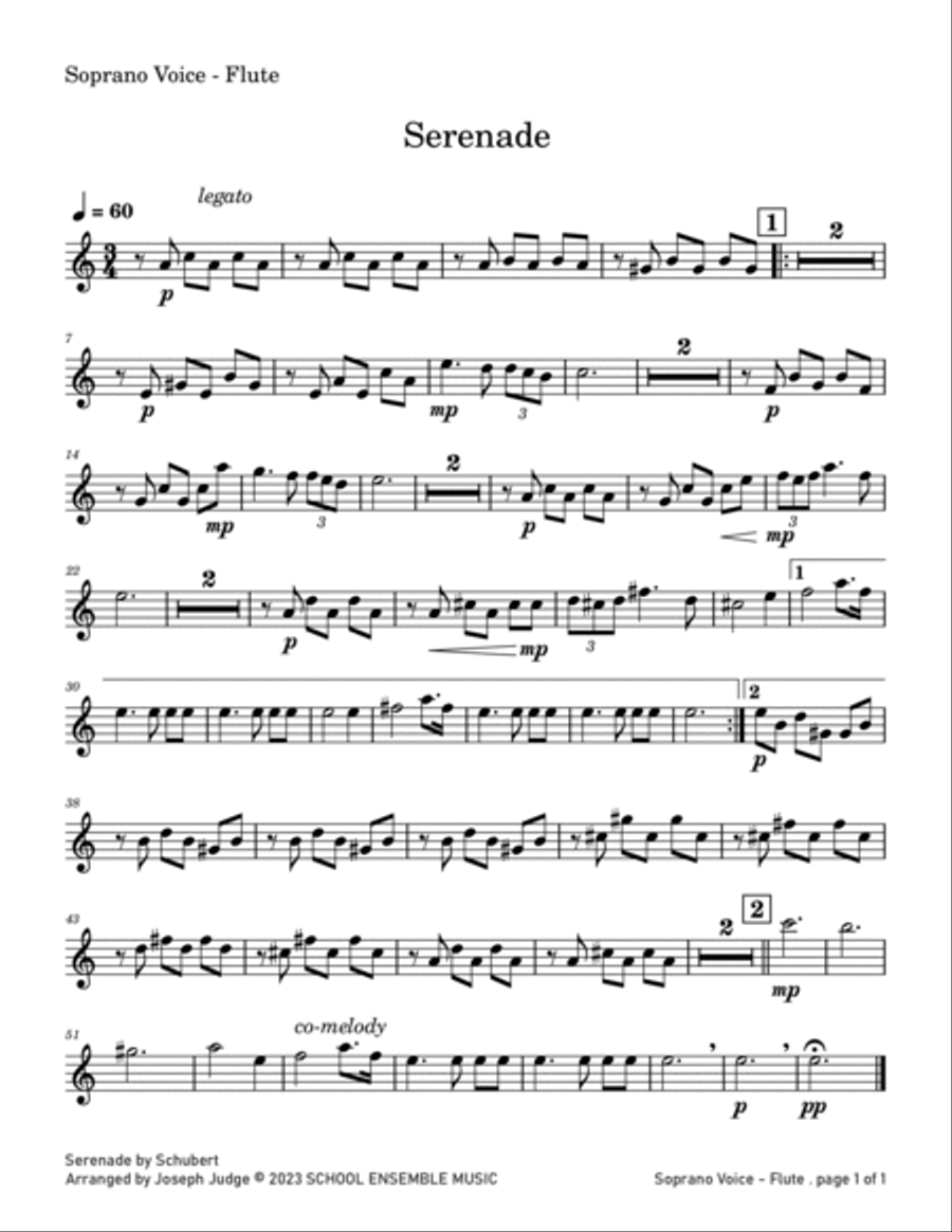 Serenade by Schubert for Woodwind Quartet in Schools Woodwind Quartet scores gallery preview page 5