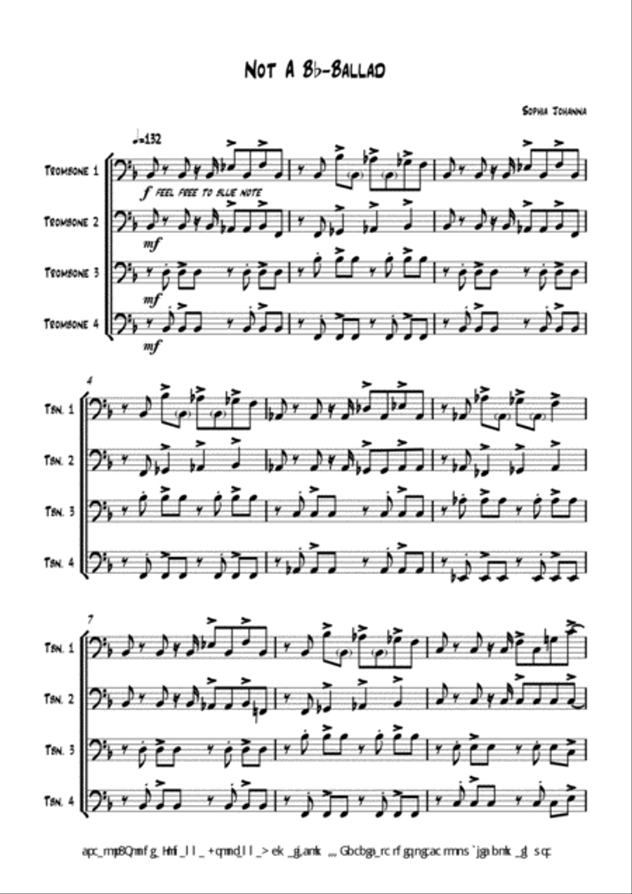 Not a Bb ballad - trombone quartet with odd-metering skills Trombone Quartet scores gallery preview page 2