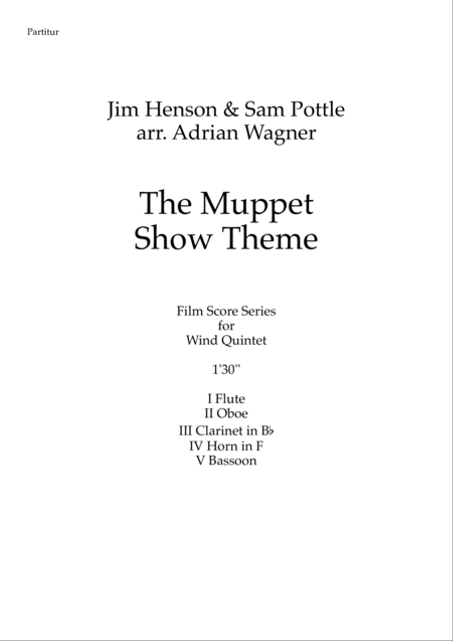 The Muppet Show Theme Woodwind Quintet scores gallery preview page 2