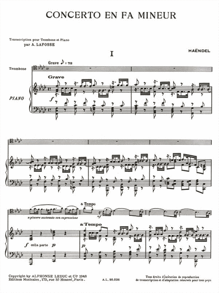 Concerto In F Minor (trombone And Piano)