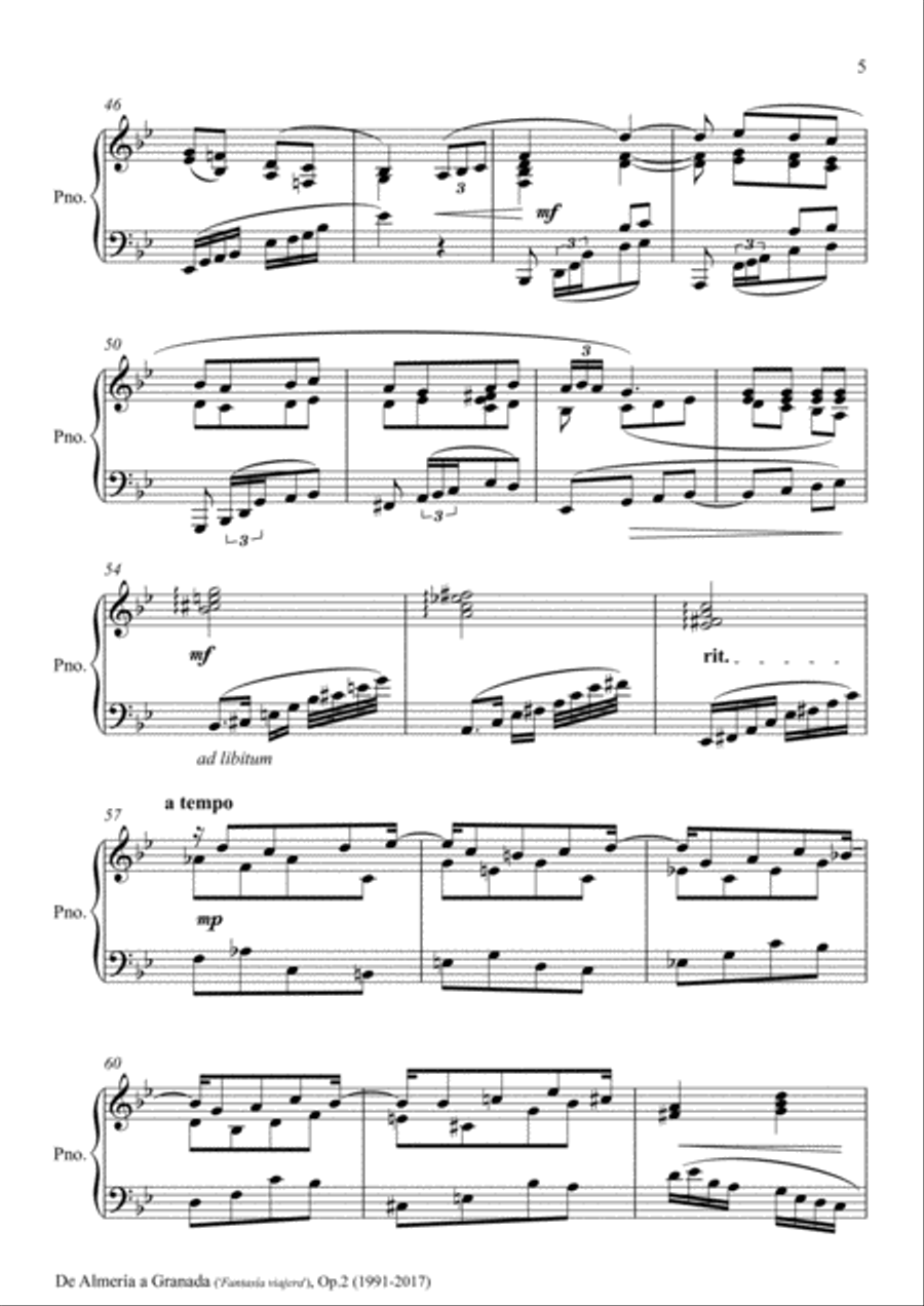 De Almería a Granada, Op.2 ('Fantasía viajera') (2017) Piano Solo scores gallery preview page 5