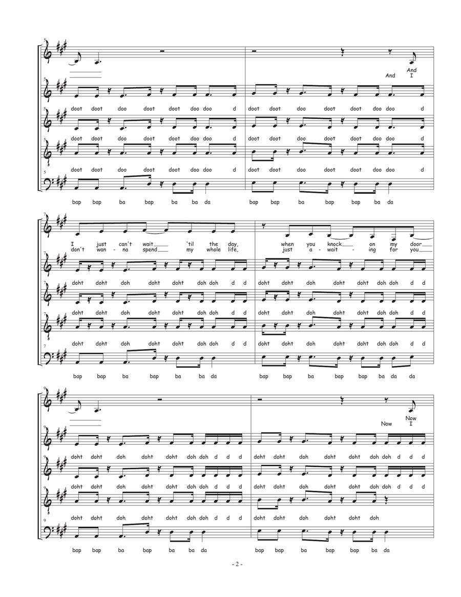 Walking On Sunshine 4-Part scores gallery preview page 2