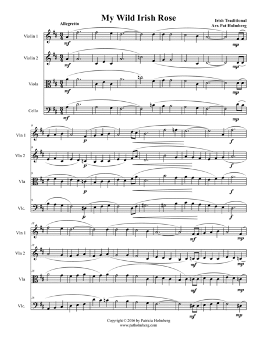 My Wild IRish Rose String Quartet scores gallery preview page 2
