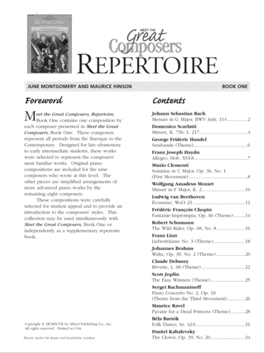 Meet the Great Composers -- Repertoire, Book 1 Easy Piano scores gallery preview page 2