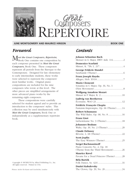 Meet the Great Composers -- Repertoire, Book 1