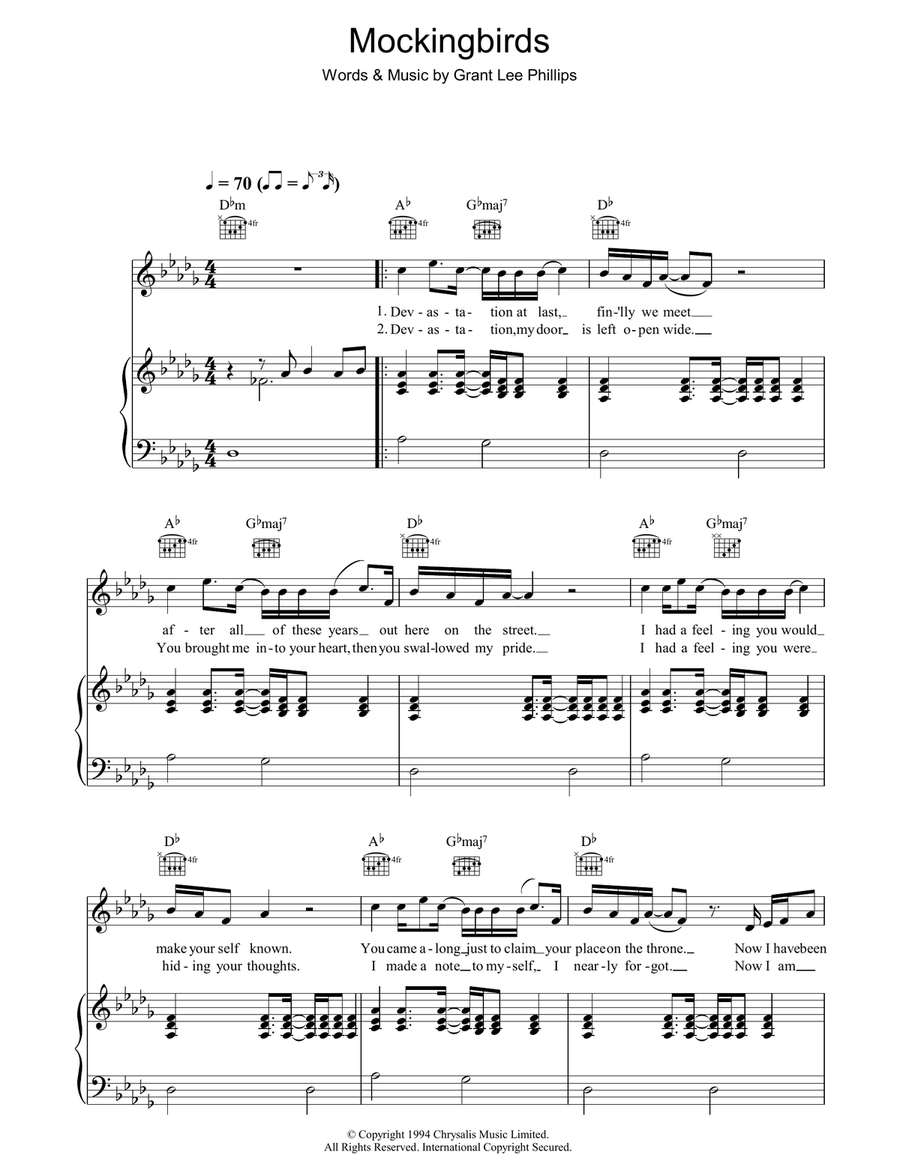 Mockingbirds Piano, Vocal, Guitar scores gallery preview page 1