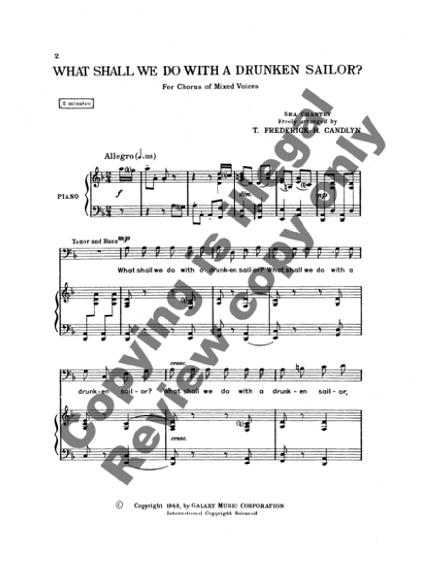 What Shall We Do with a Drunken Sailor? 4-Part scores gallery preview page 9