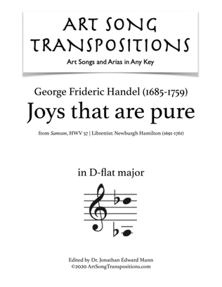 Book cover for HANDEL: Joys that are pure (transposed to D-flat major)