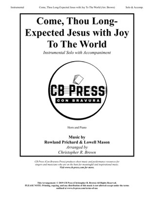 Book cover for Come, Thou Long-Expected Jesus with Joy To The World - Horn Solo with Piano Accompaniment