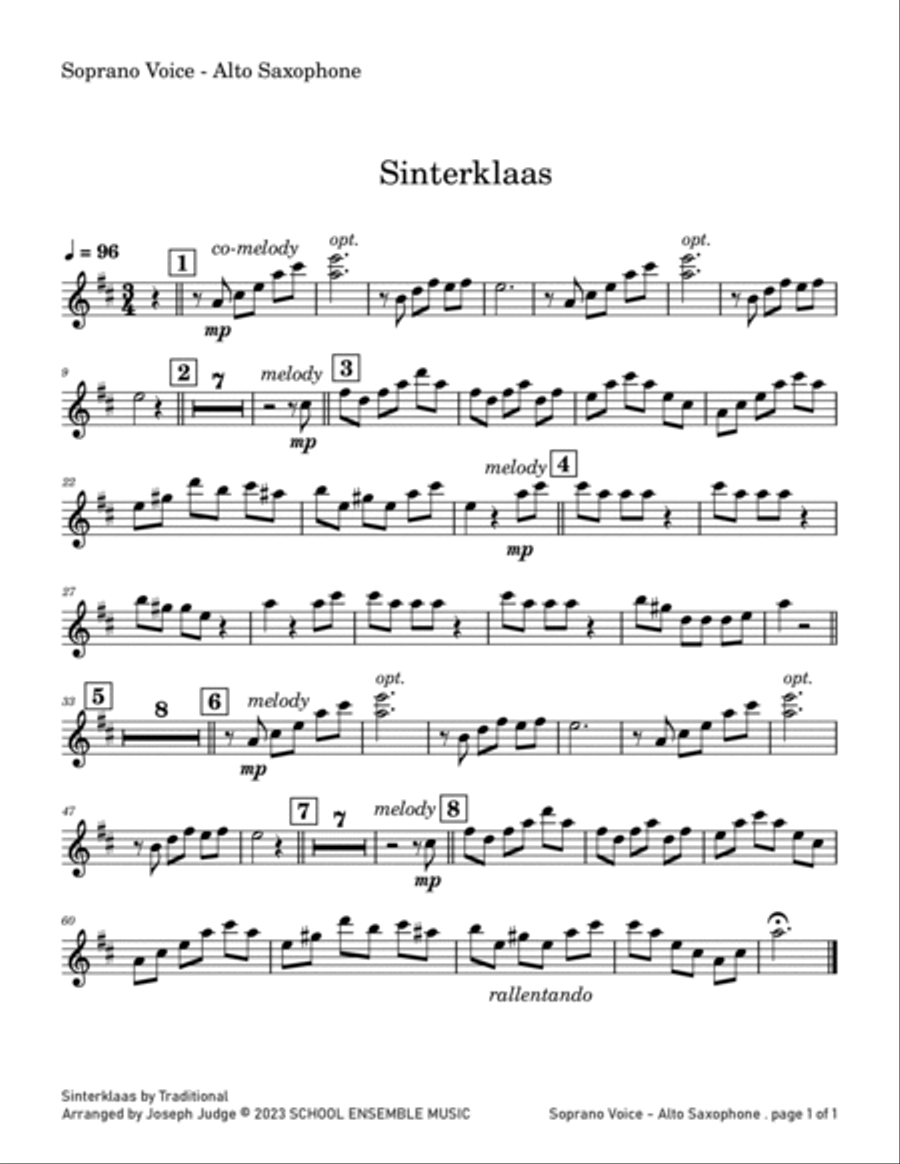 Sinterklaas for Saxophone Quartet in Schools Saxophone Quartet scores gallery preview page 5