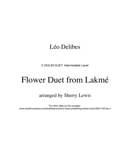 FLOWER DUET from Lakme, DUET FOR 2 VIOLINS image number null