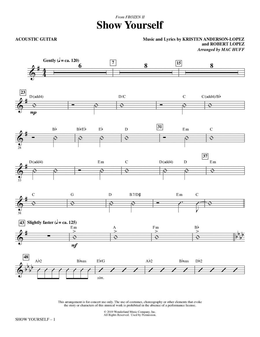 Show Yourself (from Disney's Frozen 2) (arr. Mac Huff) - Acoustic Guitar Choir scores gallery preview page 1