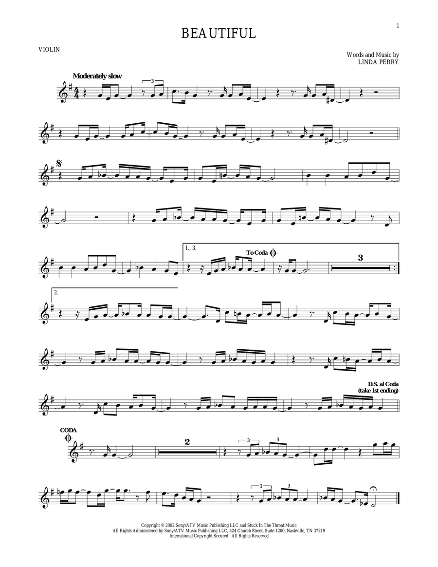 Beautiful Beautiful Violin Solo scores gallery preview page 1