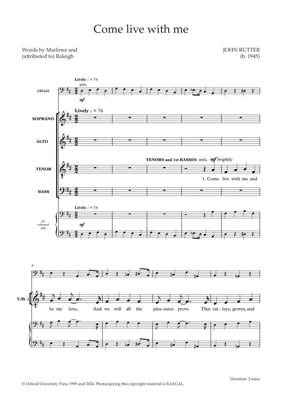 Come live with me Come live with me Divisi scores gallery preview page 1