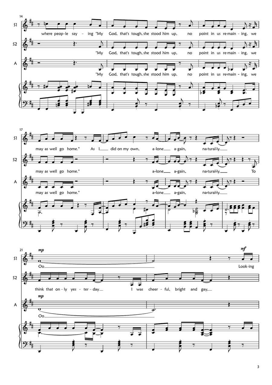 Alone Again (naturally) SSA scores gallery preview page 3