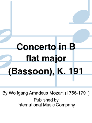 Book cover for Concerto In B Flat Major (Bassoon), K. 191