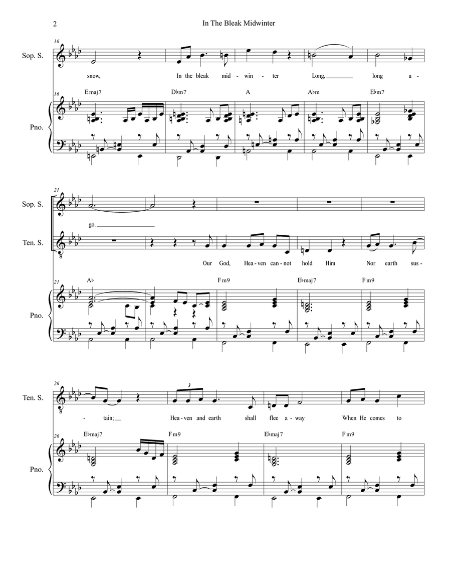 In The Bleak Midwinter (Soprano and Tenor solo with SATB) 4-Part scores gallery preview page 2