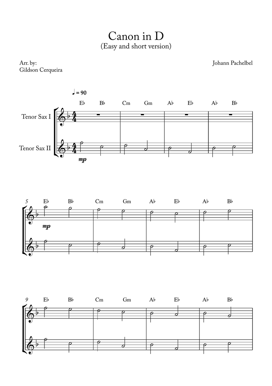 Canon in D Woodwind Duet scores gallery preview page 1
