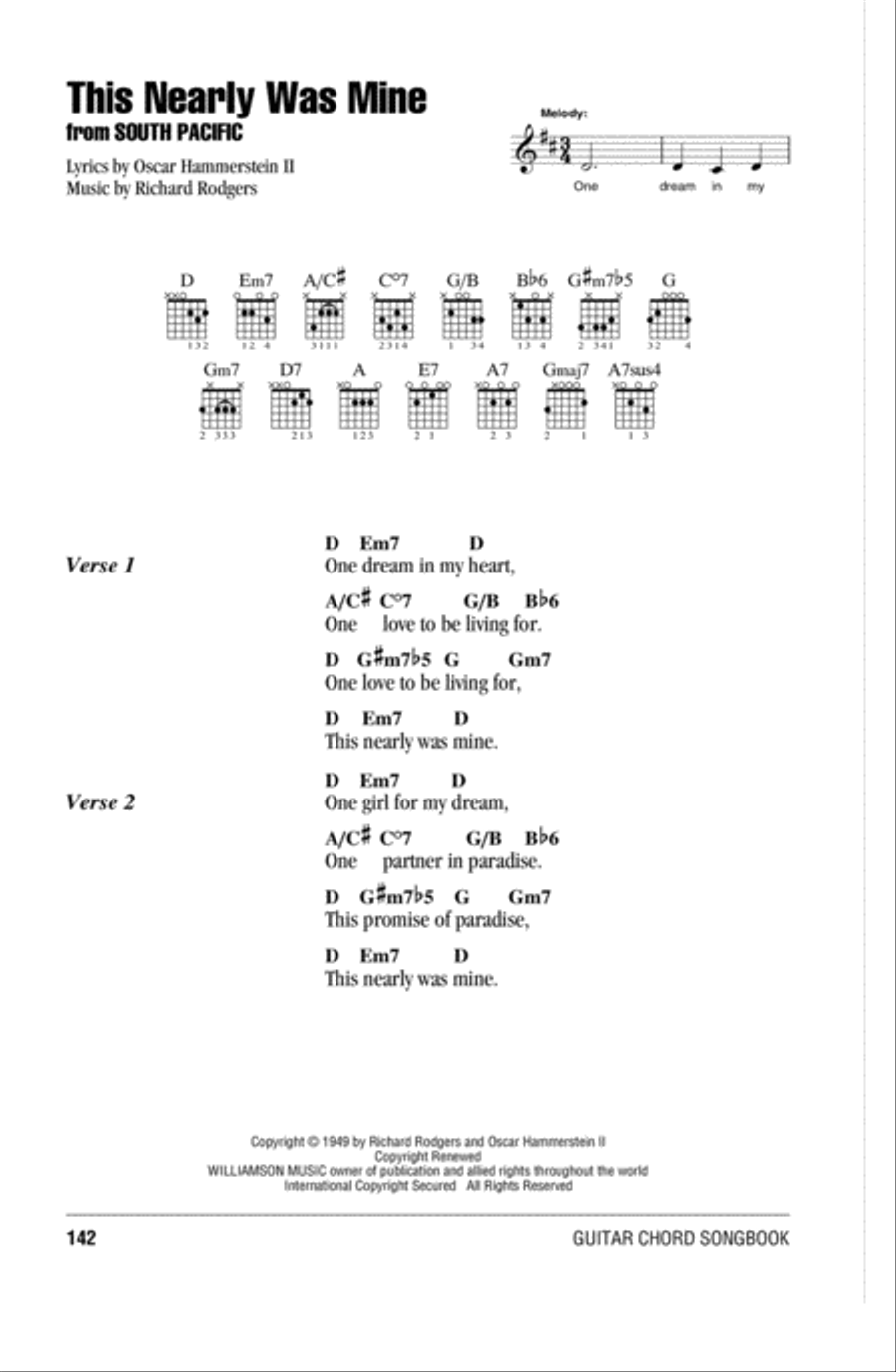 This Nearly Was Mine Easy Guitar scores gallery preview page 1