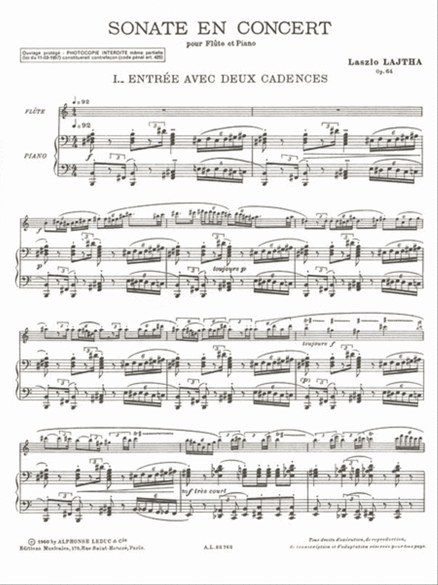 Concert Sonata, For Flute And Piano Flute Solo scores gallery preview page 2