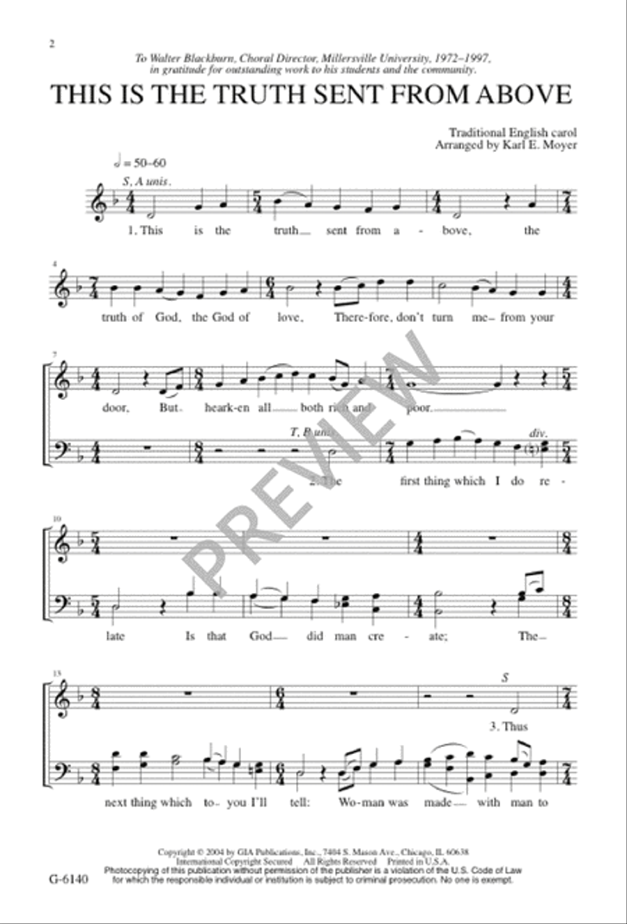 This Is the Truth Sent from Above - 4-Part - Sheet Music | Sheet Music Plus