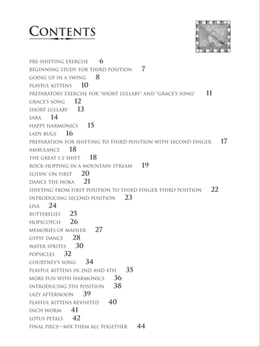 Easy Songs for Shifting in the First Five Positions