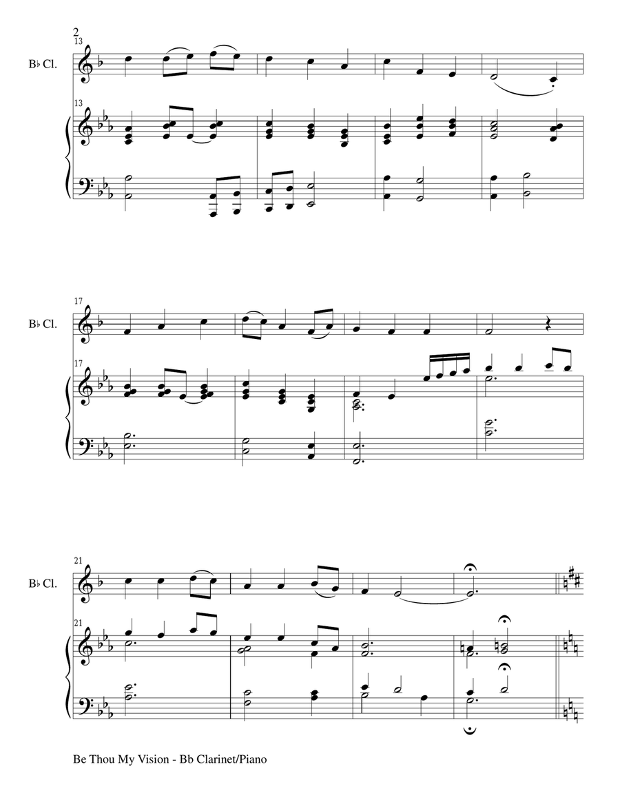 BE THOU MY VISION (Duet – Bb Clarinet and Piano/Score and Parts) Woodwind Duet scores gallery preview page 2