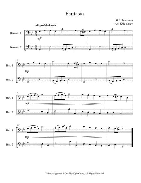Fantasia by Telemann for Bassoon Duet