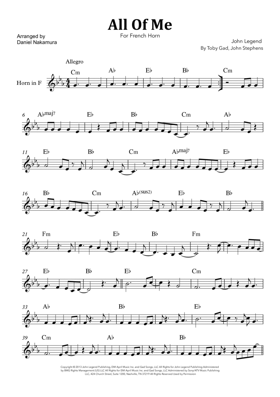 All Of Me Horn Solo scores gallery preview page 1