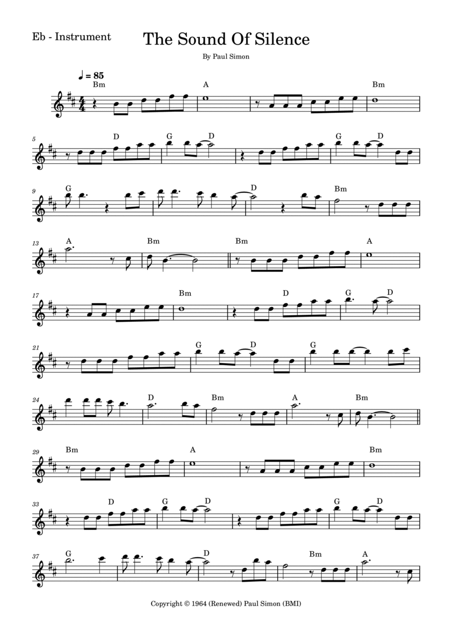 The Sound Of Silence Alto Saxophone scores gallery preview page 1