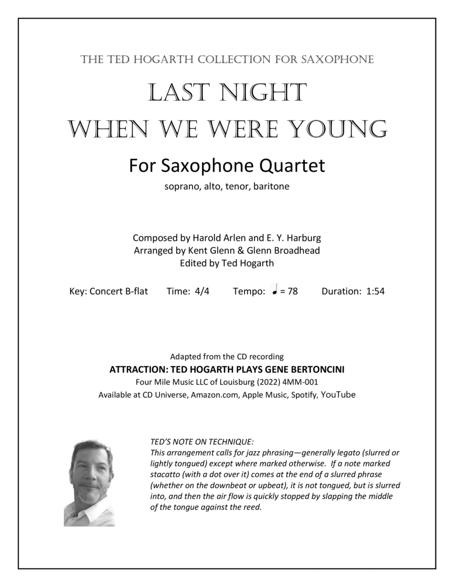 Last Night When We Were Young Saxophone Quartet scores gallery preview page 1
