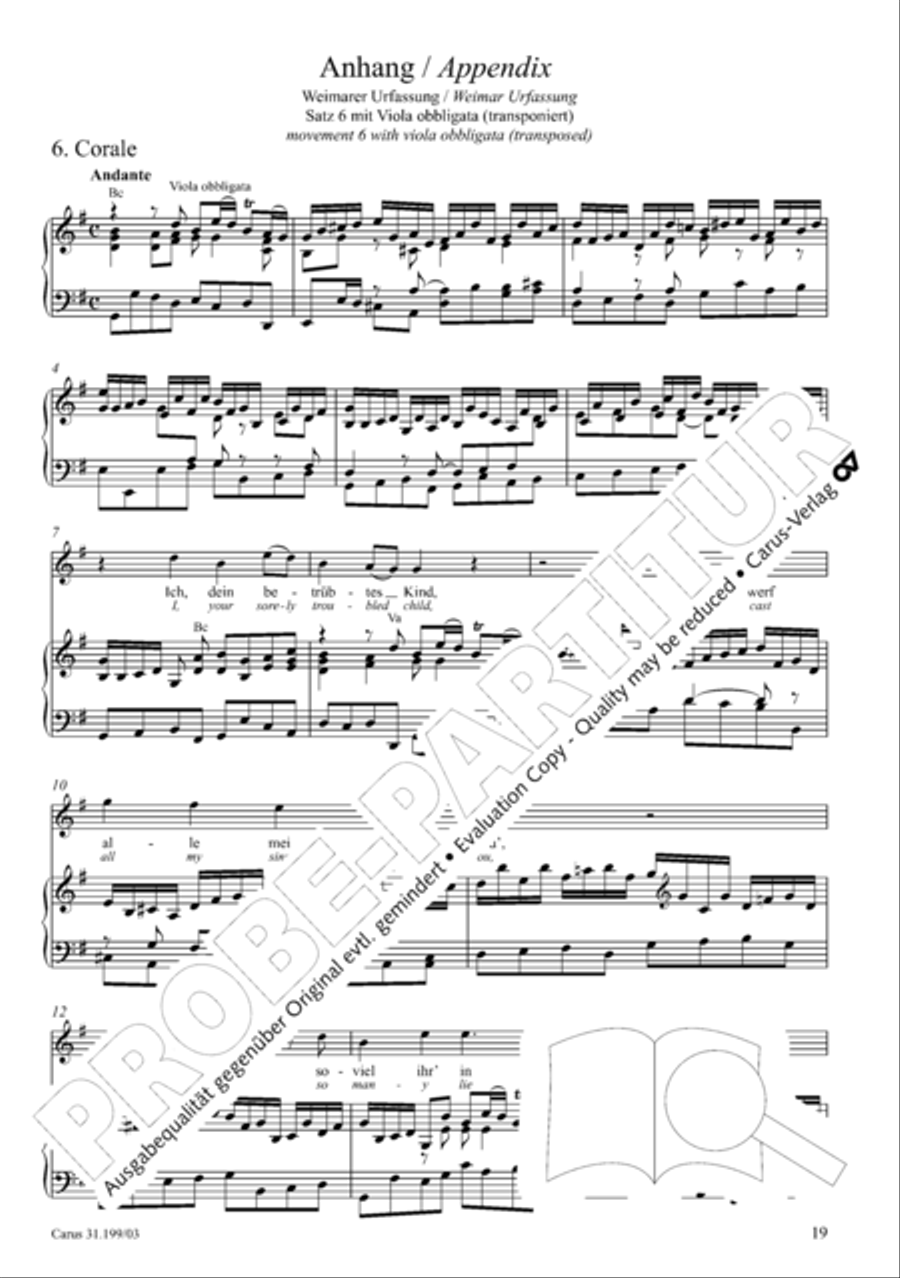My heart is bathed in blood (Mein Herze schwimmt im Blut) Piccolo scores gallery preview page 20