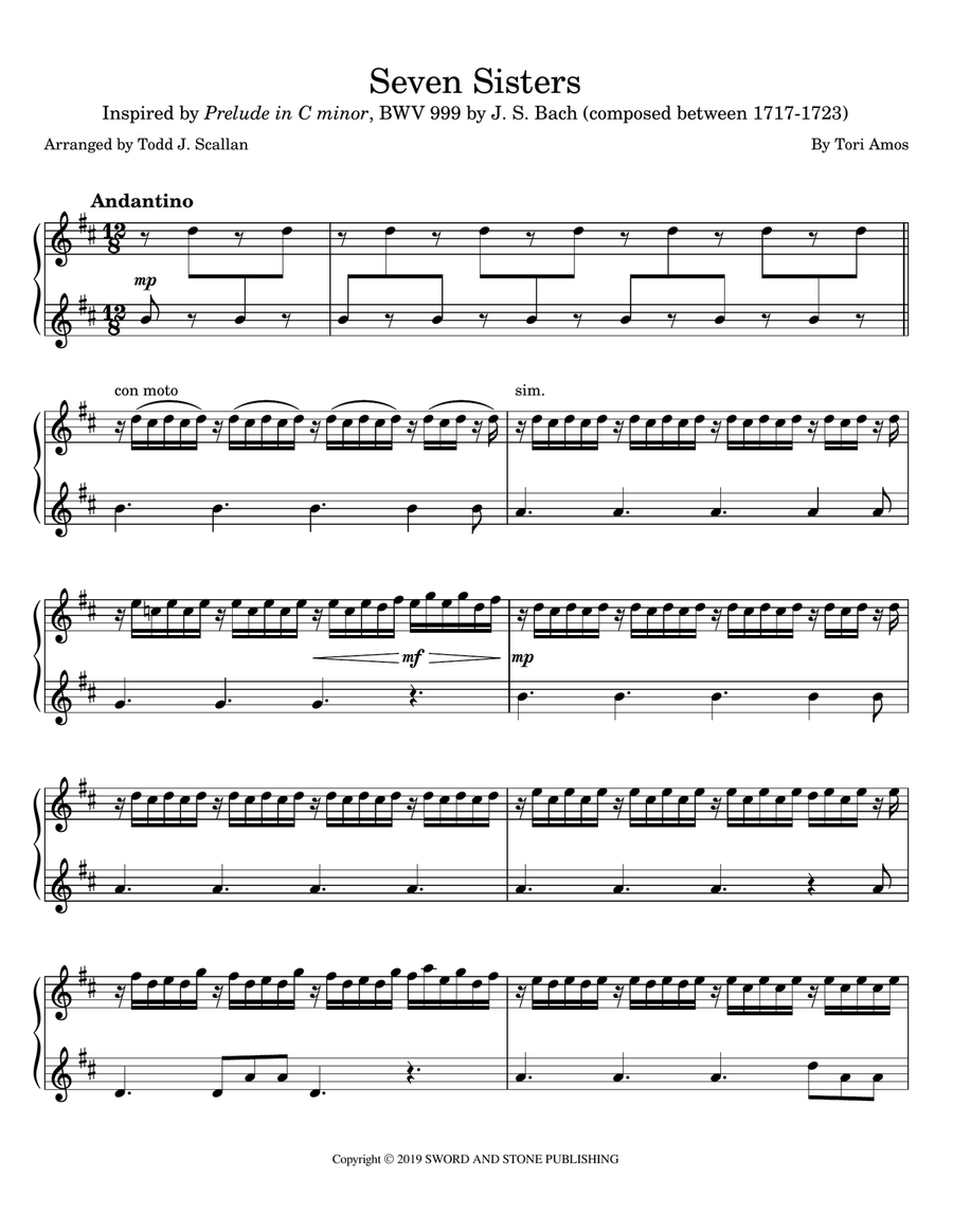 Seven Sisters Piano Solo scores gallery preview page 1