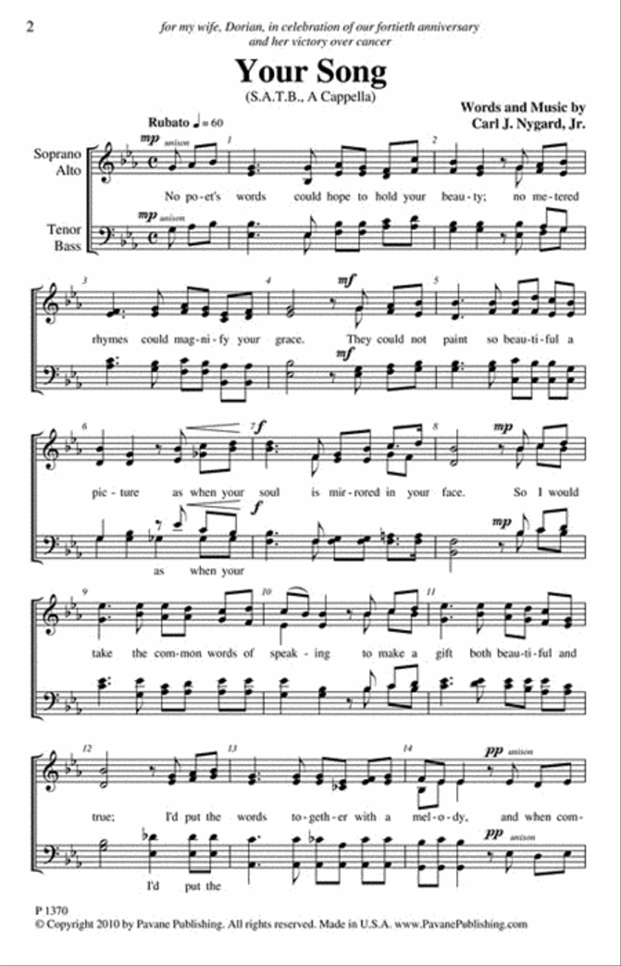 Your Song Your Song 4-Part scores gallery preview page 2