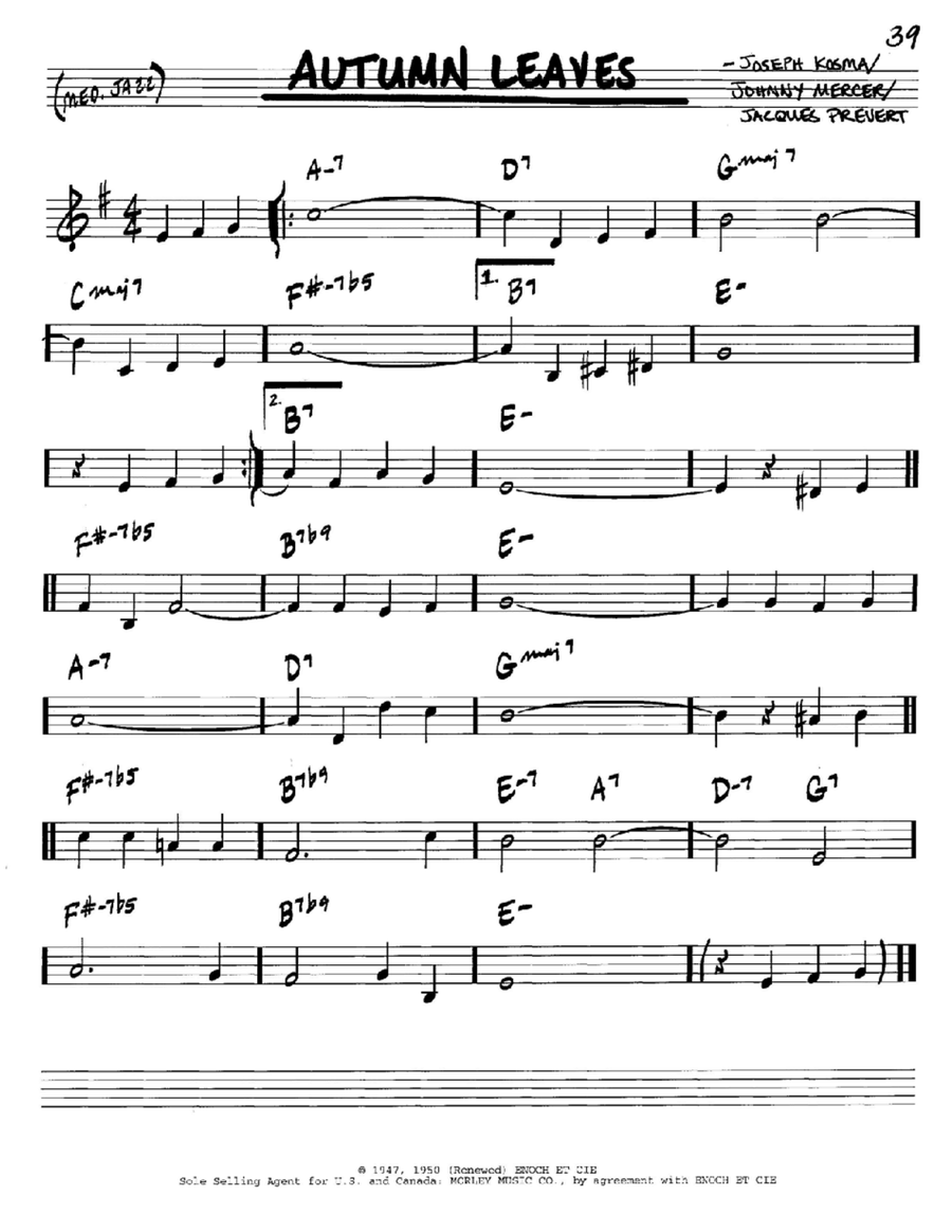 Autumn Leaves Autumn Leaves C Instrument scores gallery preview page 1