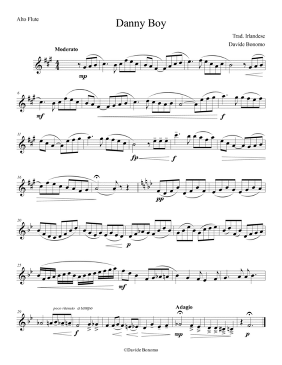 Danny Boy (Londonderry air) - For Flute Quartet (2 C Flutes, Alto Flute and Bass Flute) image number null