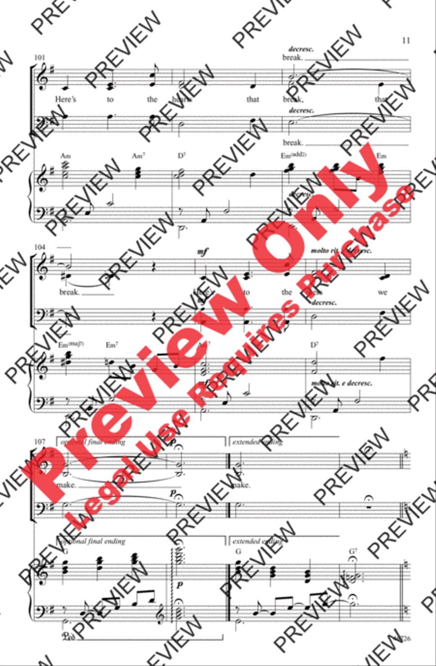 Audition (The Fools Who Dream) 3-Part scores gallery preview page 11