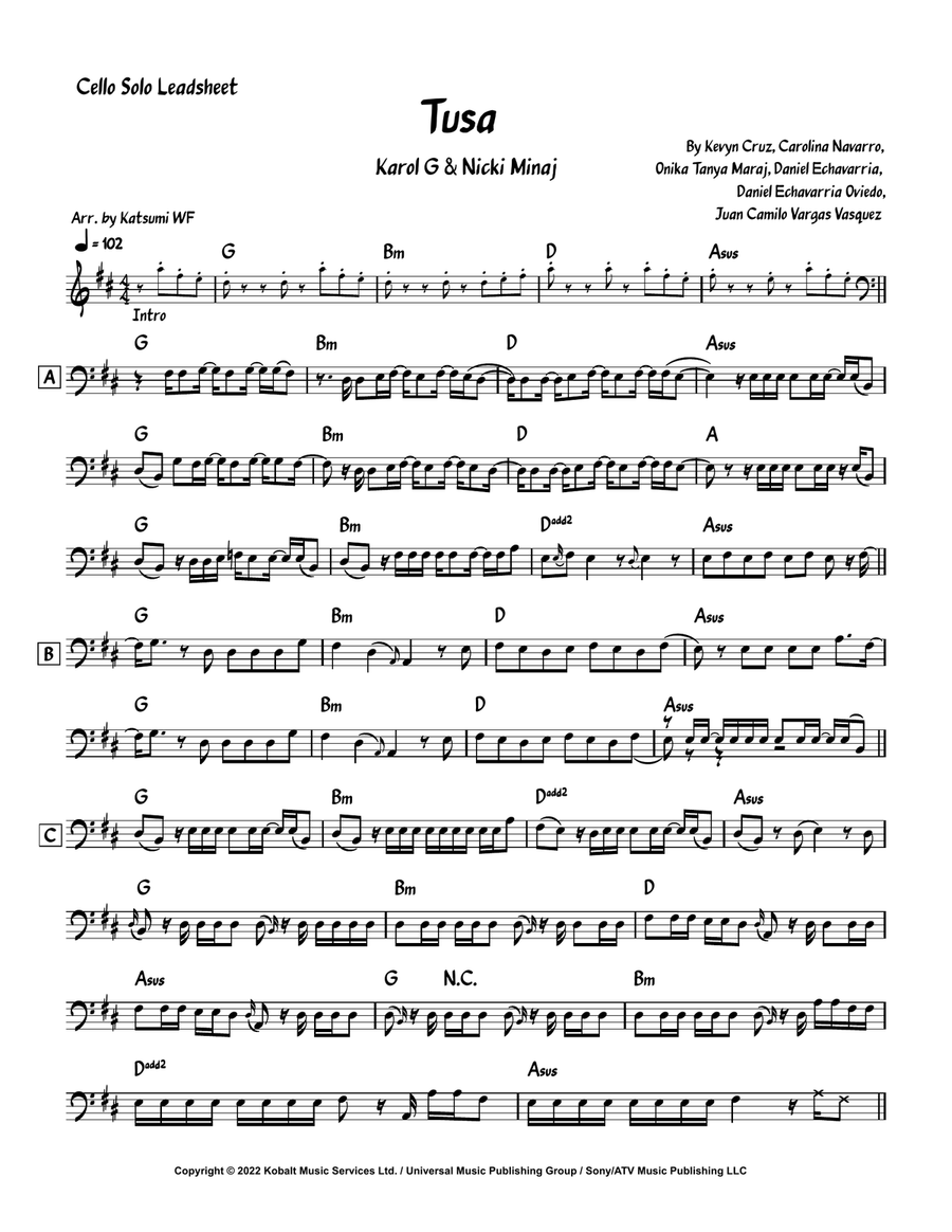Tusa Cello Solo scores gallery preview page 1