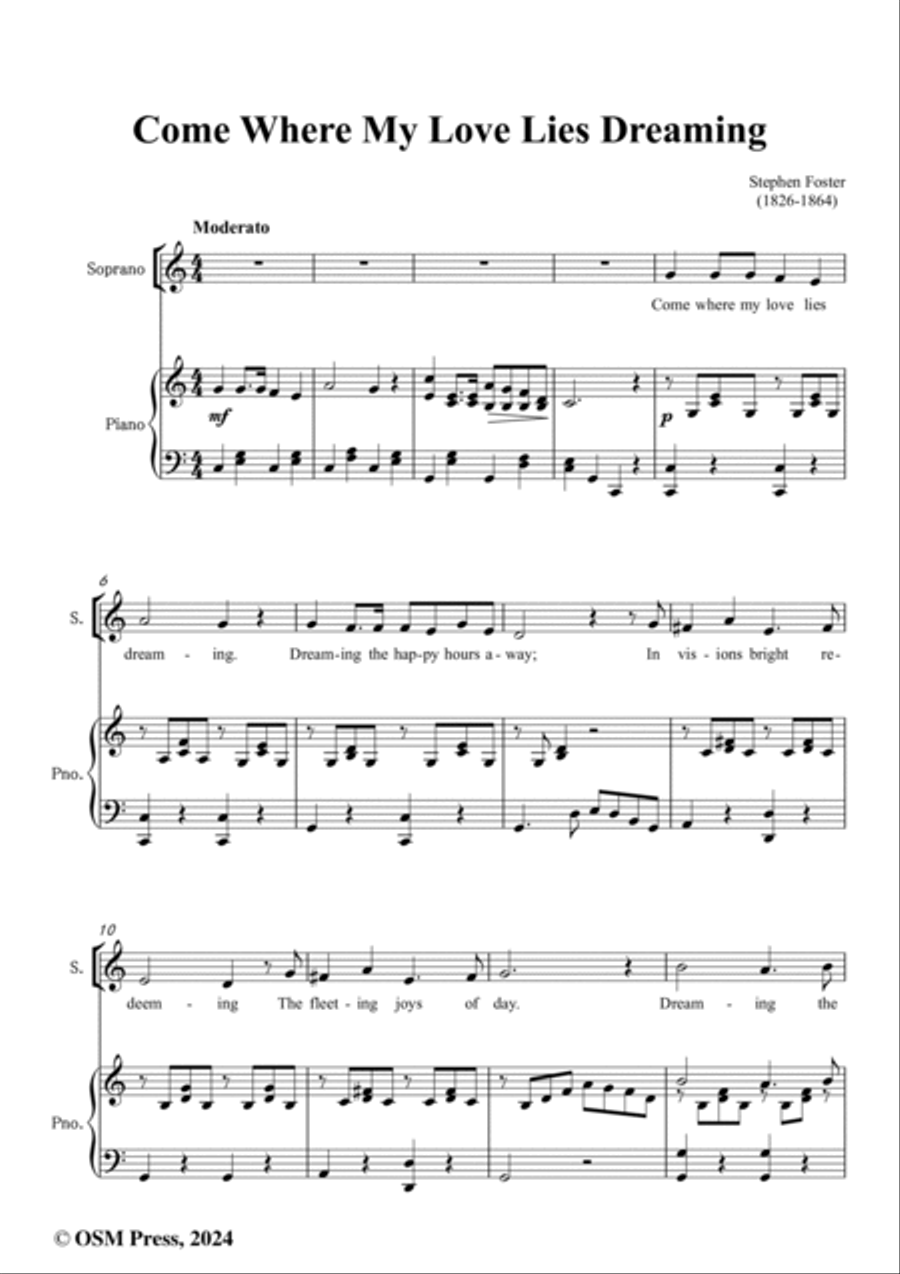 S. Foster-Come Where My Love Lies Dreaming,in C Major Voice scores gallery preview page 2