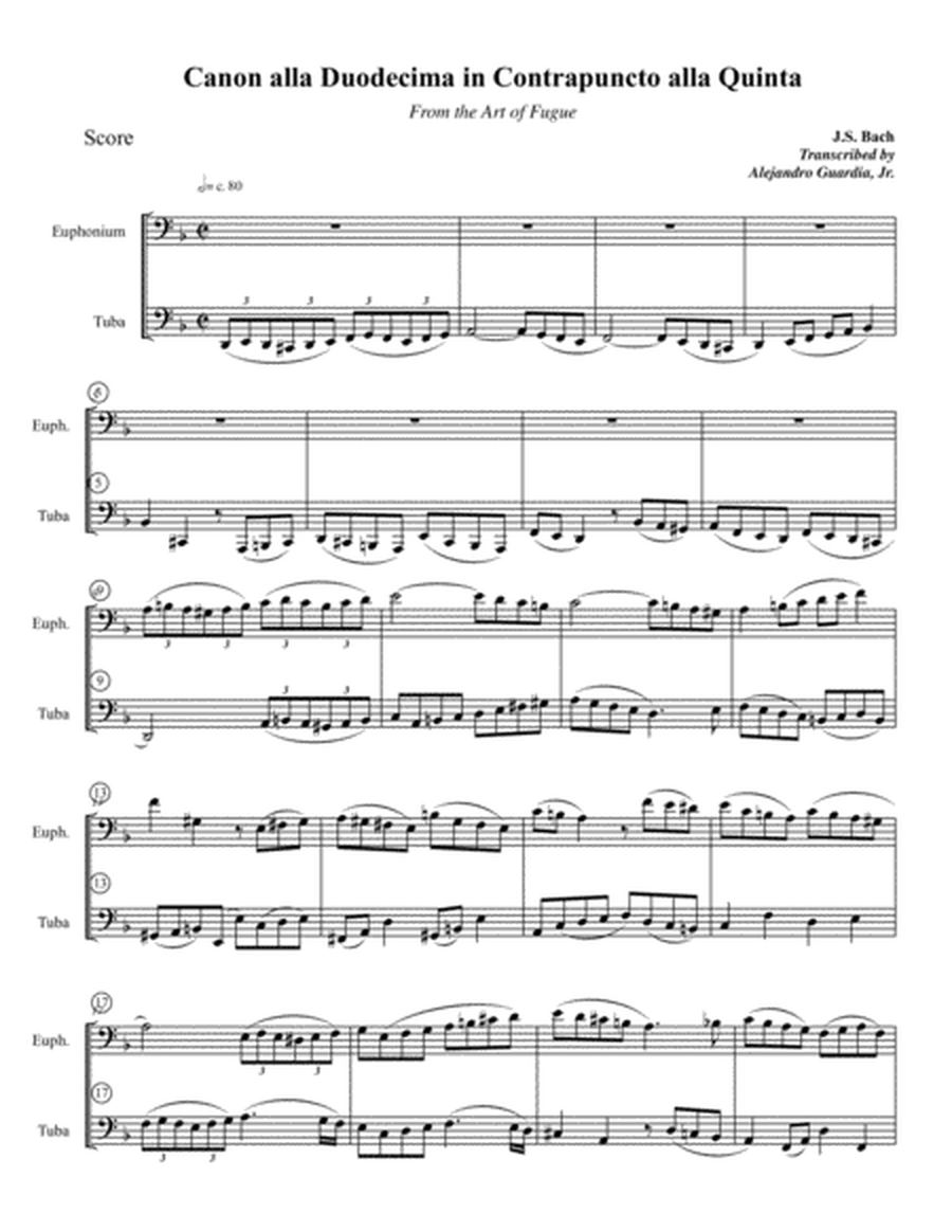 Canon #4 from Bach's Art of Fugue for Tuba Euphonium Duet image number null